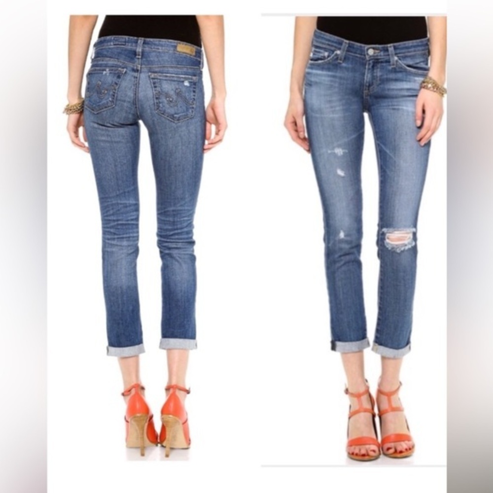 Ag Adriano Goldschmied Jeans Blue Cropped Ankle Denim